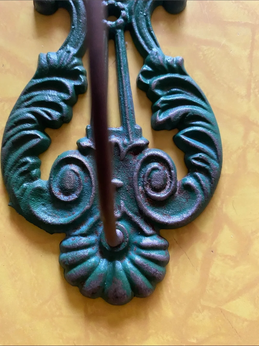 American Vintage Green Cast Iron Ornate Wall Hook